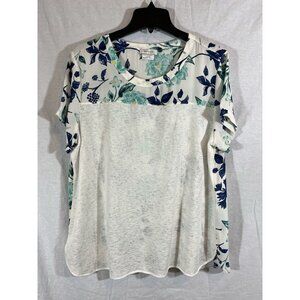Van Heusen XL White Blue Floral Blouse